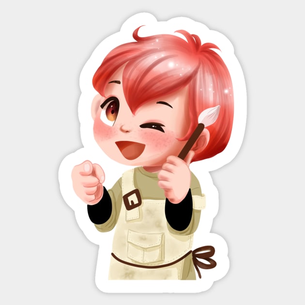 Artist girl - Hameoart Sticker by Hameo Art